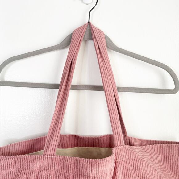 Sezane Tote Bag Pink La Maille Ribbed Corduroy Double Handle Lined Rectangular - Picture 5 of 12